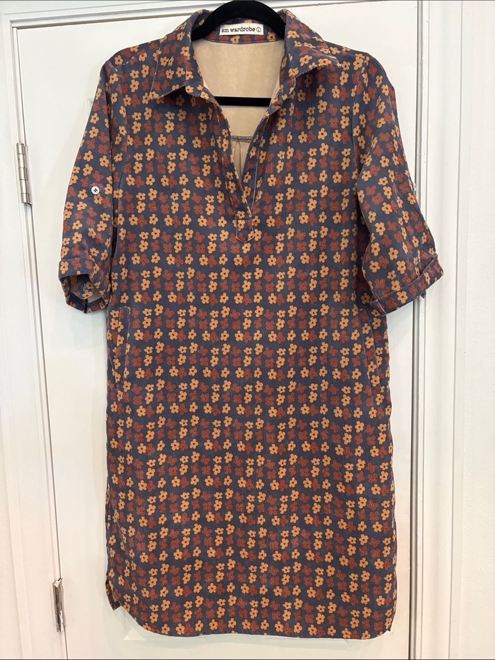 SM Wardrobe Retro Floral‎ Mod Shift Dress Sz L